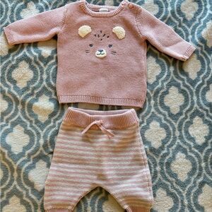 Carter’s Pink Knit Sweater Baby Outfit Size 0-3 Months